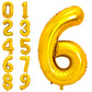 Pigetale Gold Number 6 Balloon 40 Inch, 6Th Birthday Balloon Digit Helium Balloons 0-9 For Boy Girl, 16 26 60 61 65 Foil Mylar B