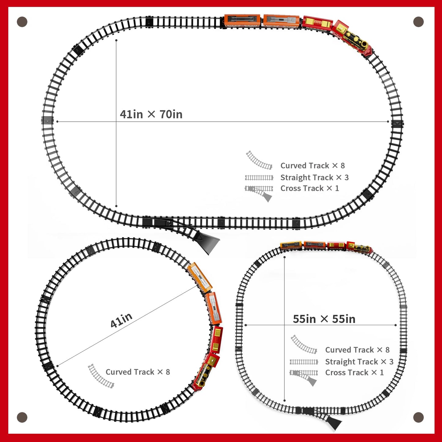 Pupu Pig Train Set, Christmas Train Toys For Kids Gifts, Electric Train With 3 Way Smoke Locomotive, Lights & Sound, Large Class