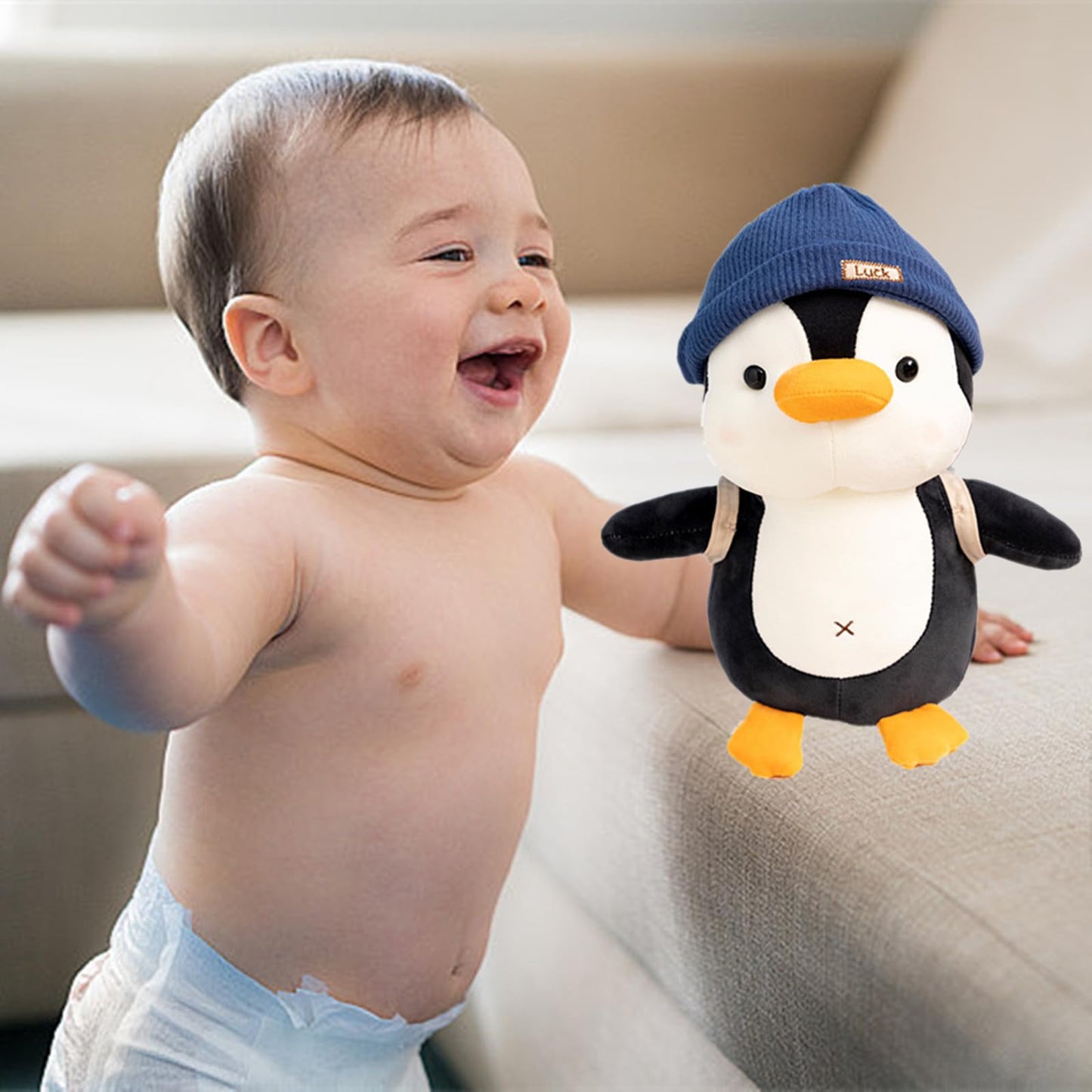 Fayuaku 9'' Penguin Stuffed Animals Plush Cow Doll Kids Boys Girls Animal (Blue Penguin)