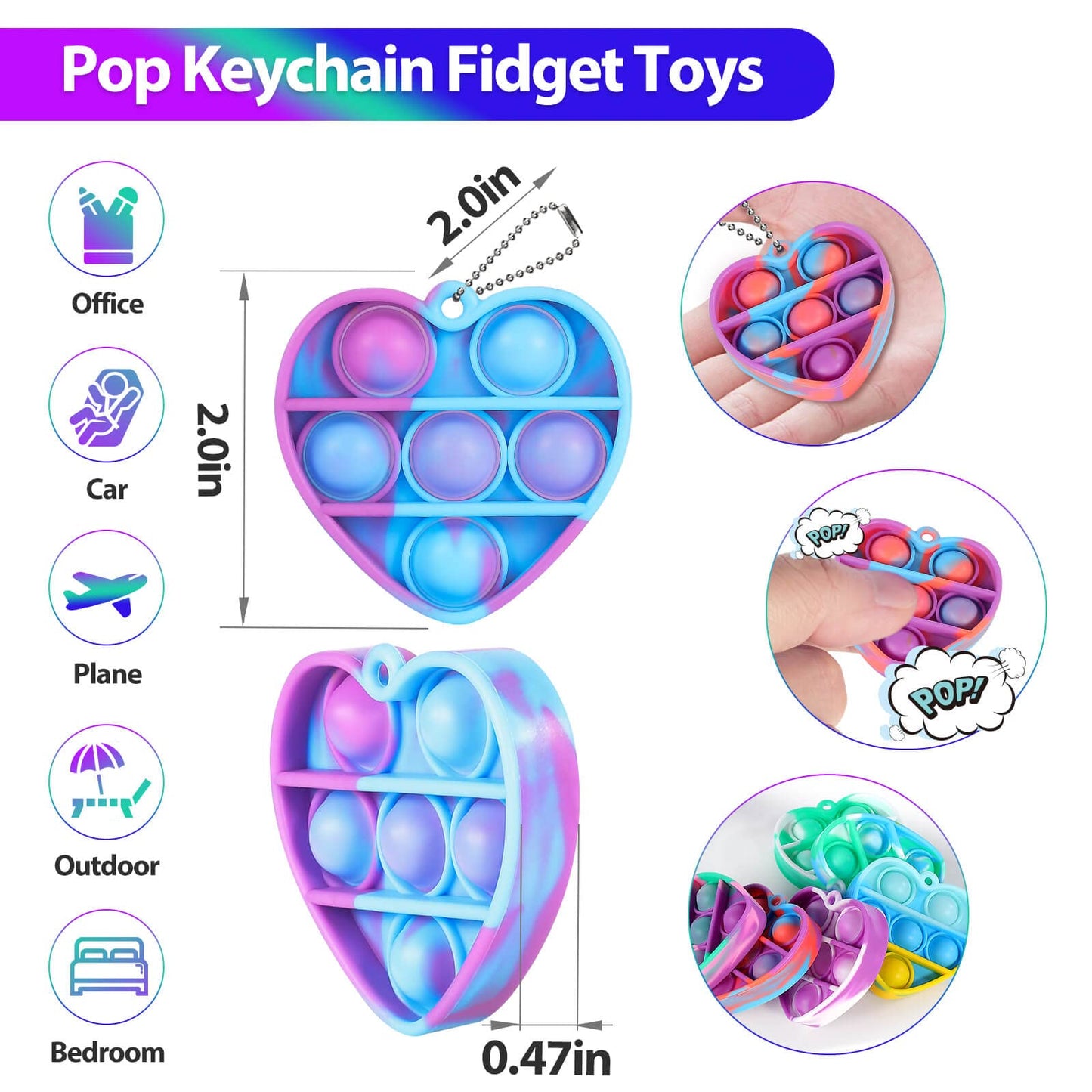Pop Fidget Toys Bulk Its Valentines Day Gifts For Kids Classroom 30 Pack Valentine Party Favors For Kids Mini Pop Heart Keychain It Fidget Toy Fidgets For Classroom Prizes Birthday Goodie Bag Stuffers
