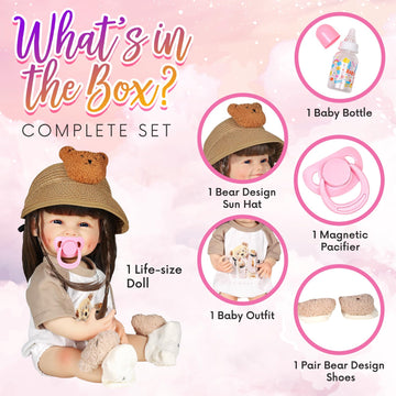 Dollhood Realistic Baby Doll Girl - 18-Inch Real Life Silicone Baby Doll With Movable Arms And Legs - Lifelike Reborn Baby Dolls - Silicone Full Body Baby Reborn Dolls With Accessories, Gift For Kids