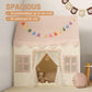 Senodeer Kids Play Tent Indoor: With Brown Checkered, Mat, Rainbow Tissue Garland, Star Lights - Toddler Girl Tent Indoor Playho