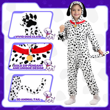 Giftinbox Toddler Dalmatian Costume Kids,Dog Costume For Kids,Unisex Spotted Dog Onesie Costume