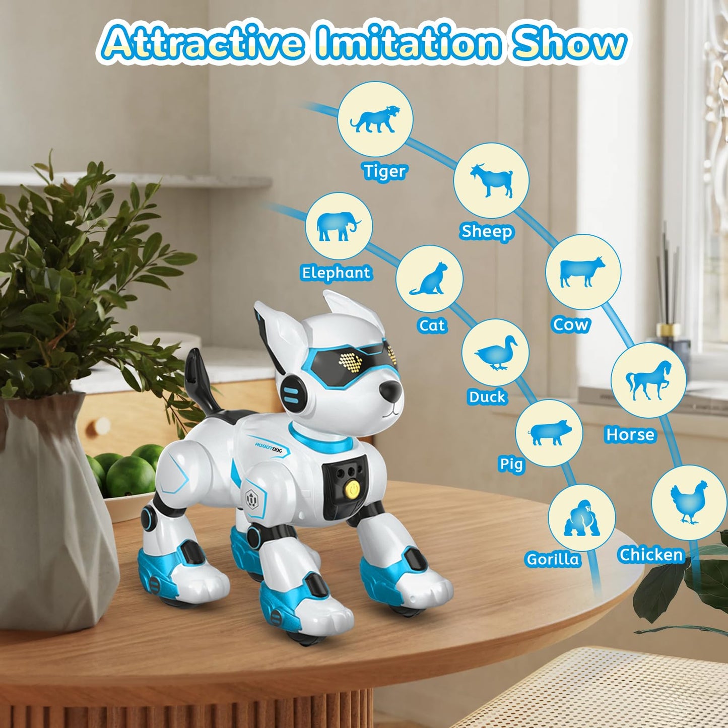 Smart Robots Dog Toy For Kids, Programmable Interactive Rc Robotic Pets With Voice Control And Touch Sensory, Imitates Animals Music Dancing, Present For Kids Boys And Girls