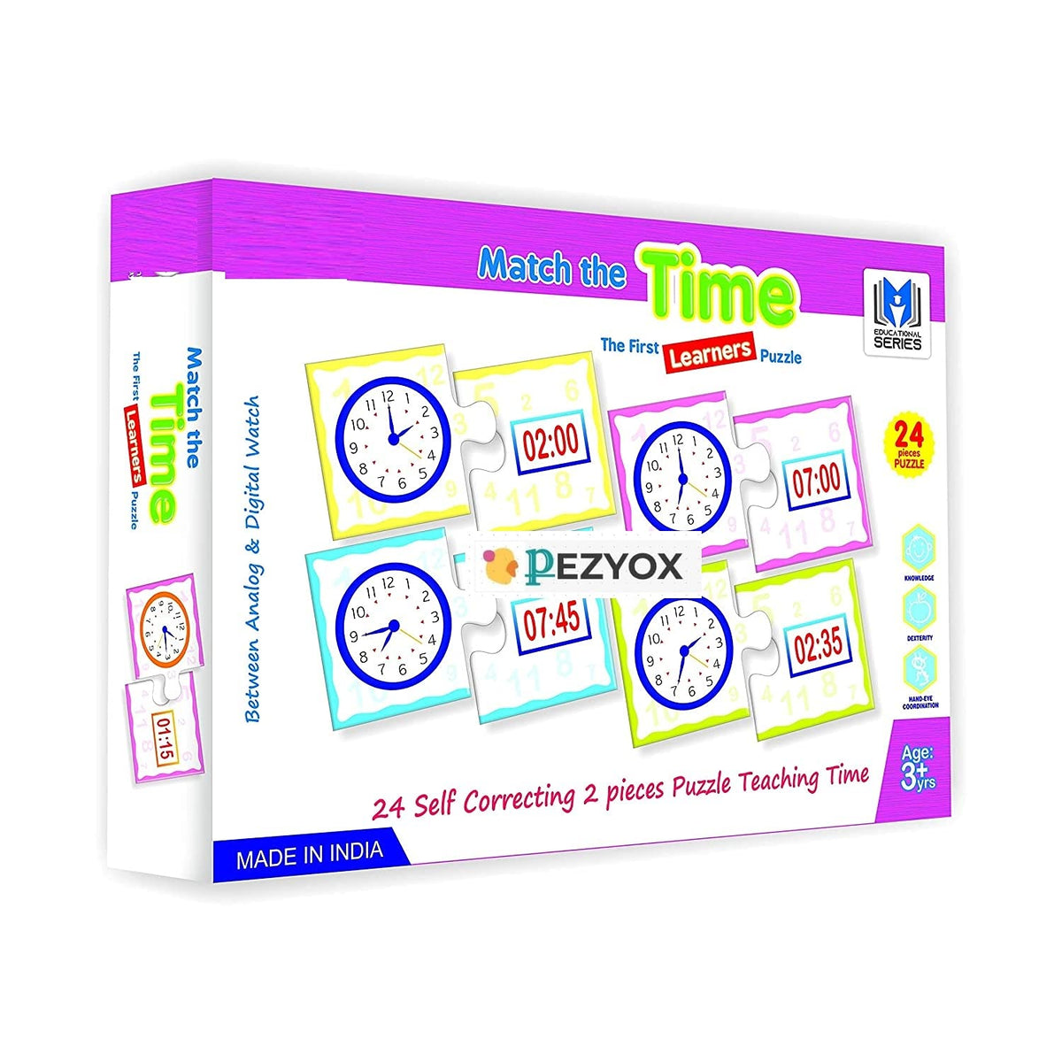 PEZYOX Match the Time Jigsaw Puzzle Fun for Kids24 Pieces