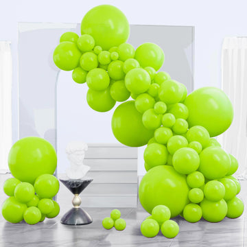 Partywoo Lime Green Balloons, 120 Pcs Lime Balloons Different Sizes Pack Of 18 Inch 12 Inch 10 Inch 5 Inch For Yellowish Green Balloon Garland As Birthday Decorations, Party Decorations, Green-Y6