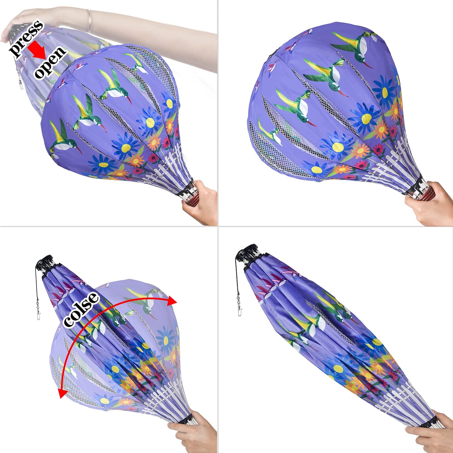 Giant Hummingbird Hot Air Balloon Garden Wind Spinners Large Pinwheels Whirligigs Windmill Toys for Kids Yard Decor Lawn Decorat