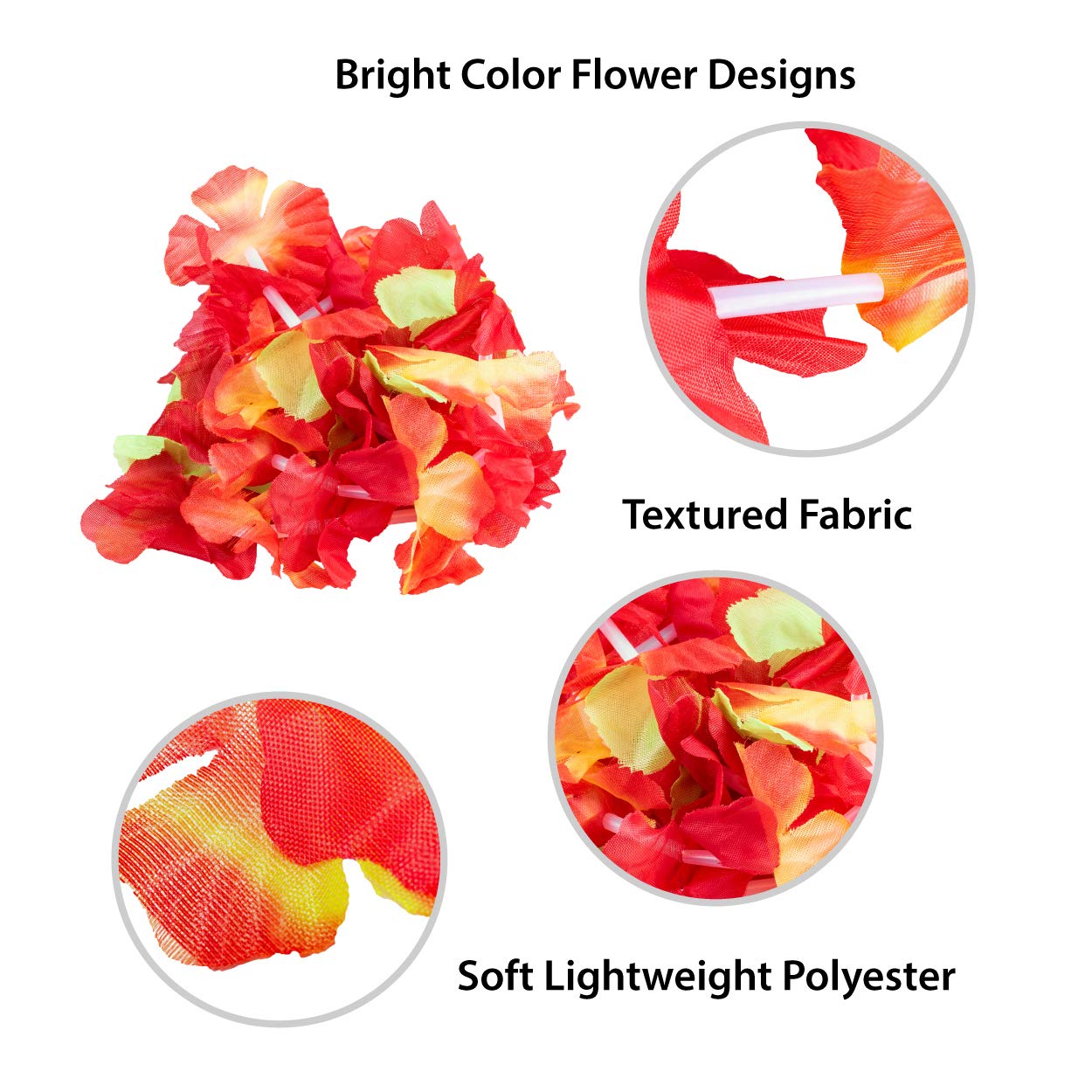 Super Z Outlet Hawaiian Ruffled Colorful Luau Silk Flower Leis for Island Theme Party (12 Pack)