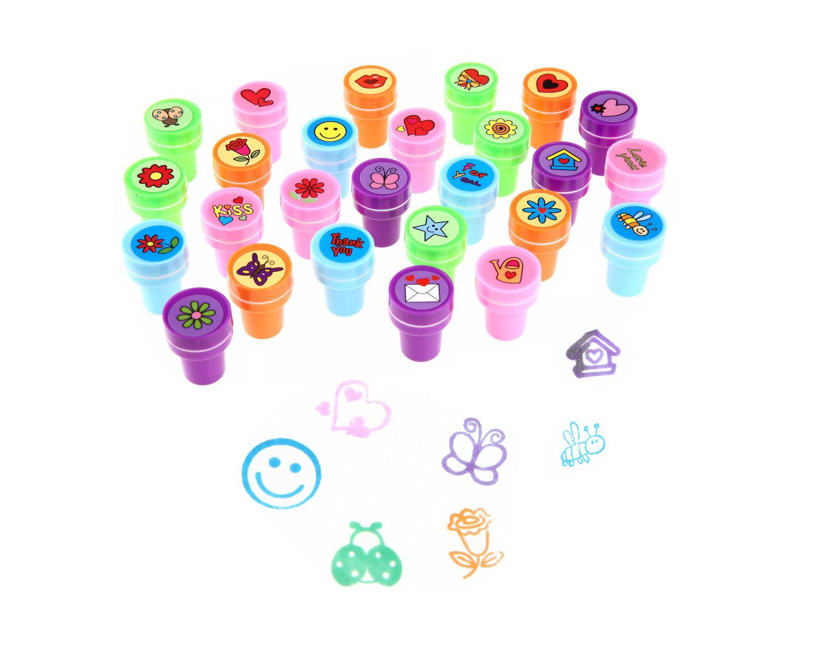 LUCKYBIRD Self-Inking Stamps for Kids - Heart Toy Stamp Set, Funny Plastic Stamps, 26 Count