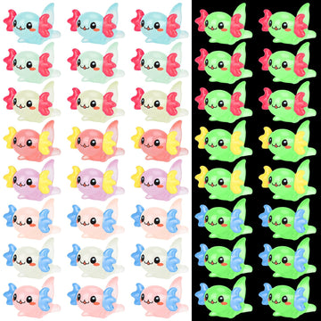 Fuyamp 40Pcs Luminous Mini Axolotl Resin Miniature Glow in The Dark Tiny Axolotl Charms Figures for Landscape Aquarium Dollhouse