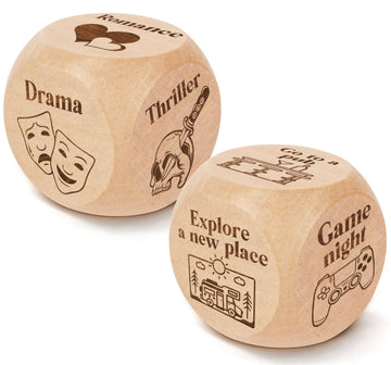 JCHCAMRY 2 Pcs Anniversary Wooden Movie and Activity Date Night Decision Dice Decider Valentines Day Gifts for Him Her Christmas