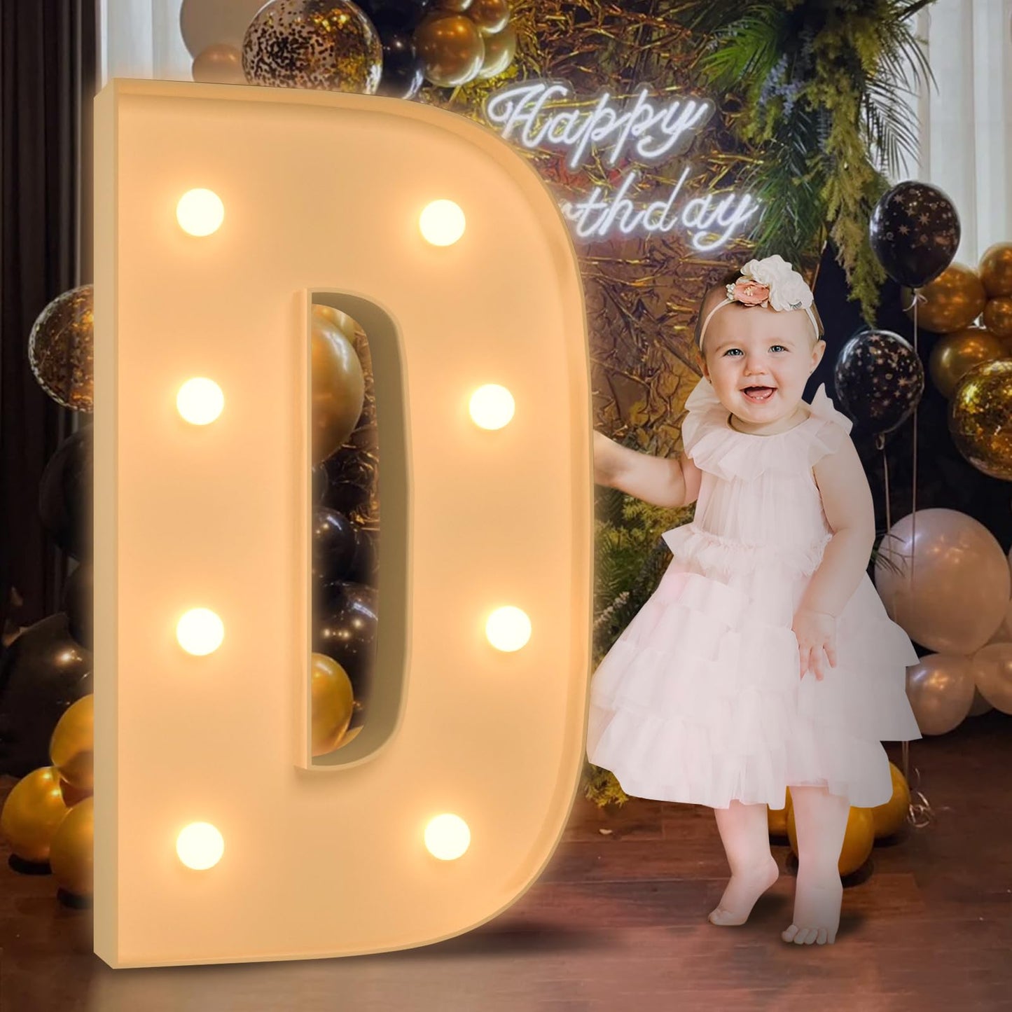 3Ft Marquee Light Up Letters, Large Marquee Letters D For Party Decorations, Big Baby Letters For Baby Shower Birthday Party Dec