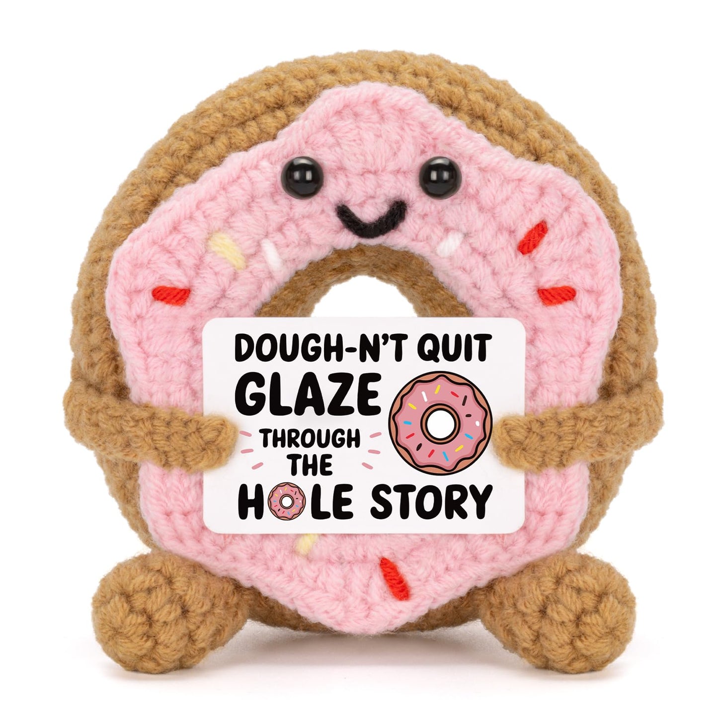 A Aifamy Funny Positive Doughnut, Emotional Cute Crochet Potato Partner Toy With Positive Card Cheer Up Funny Gifts For Best Fri