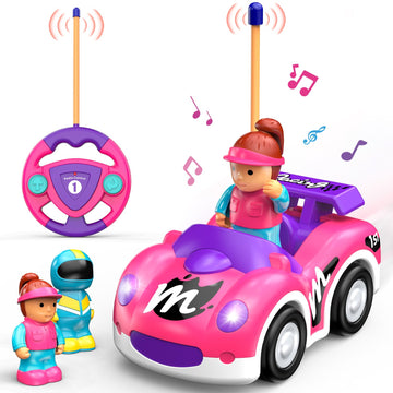 Elovien Remote Control Car for Toddlers 1-3, RC Race Car Toys for 3 Year Old Girl, Radio Controlled Car with Lights & Music Toys