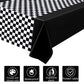 Tallew 6 Pcs Checkered Car Party Supplies Disposable Tablecloth Plastic Table Cover Black And White Checkered Race Table Runner