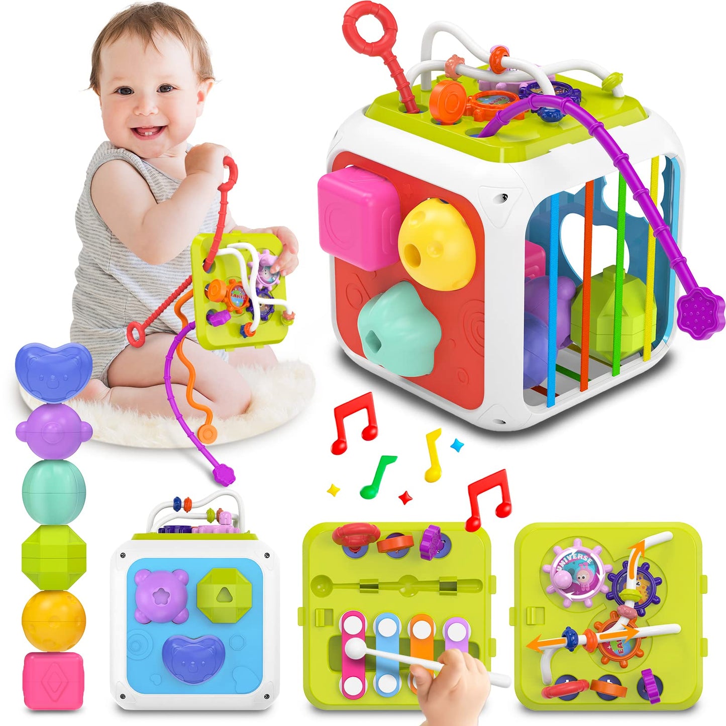 Kecristv Montessori Toys For 1 Year Old Girls Boys, Baby Sorter Toys Learning Activity Cube, 1 Year Old Girl Boy Birthday Gifts,