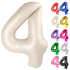 Cream Number 4 Balloon 40 Inch, 4 Balloon Number, 4Th Birthday Decorations, Cream Party Supplies For Boys Girls