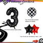 Race Car Birthday Balloons 40 Inch Racetrack Number Balloon 3 Black Boys 3St Birthday Race Car Theme Party Decor Supplies 5 Pcs