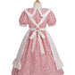 Nuoqi Colonial Costume Girls Prairie Pioneer Dress Laura Ingalls Wilder Costume With Apron Pink, 10-12