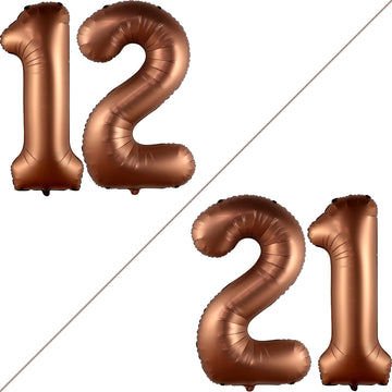 Giant, Coffee Brown 12 Balloon Number - 40 Inch, Brown 12 Birthday Balloon | 12Th Birthday Decorations For Boy | Safari Theme Party Decorations | 12 Year Old Balloon For 12Th Birthday Party Supplies