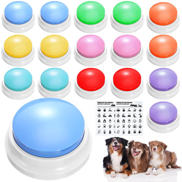 Jerify 16 Pieces Dog Buttons For Communication Voice Recordable Cat Dog Talking Buzzers Set With Stickers 30 Seconds Pet Speech