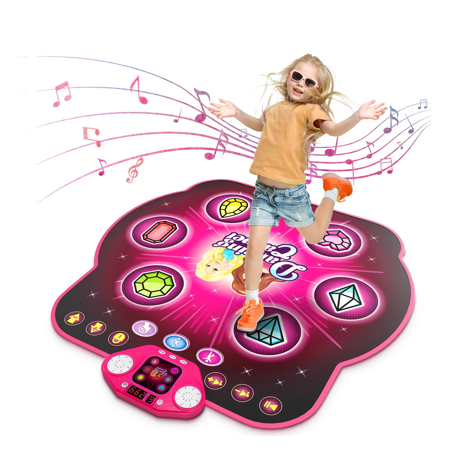 Dance Mat Toys for 3-12 Year Old Girls  Dance Mats for Kids with Wireless Bluetooth  Light-up 6-Button & 5 Game Modes Kids Dance Mat  Birthday Toys Gifts for 3 4 5 6 7 8 9 10+ Year Old Girls