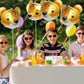 4D Wild Woodland Jungle Tiger Head Balloons Farm Zoo Safari Animal Tiger Balloons, 4 Pack 23'' Tiger Helium Mylar Foil Balloons