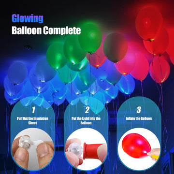 Gyipfipa 100Pcs Led Glow Balloons Set Includes 50 Pcs Led Round Mini Balloon Lights And 50 Pcs Uv Neon Balloons Glow In The Dark