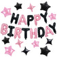 TONIFUL 35PCS Black Pink Happy Birthday Decorations Kit 16 Inch Happy Birthday Balloon Banner with Star Balloons Mylar Foil Birt