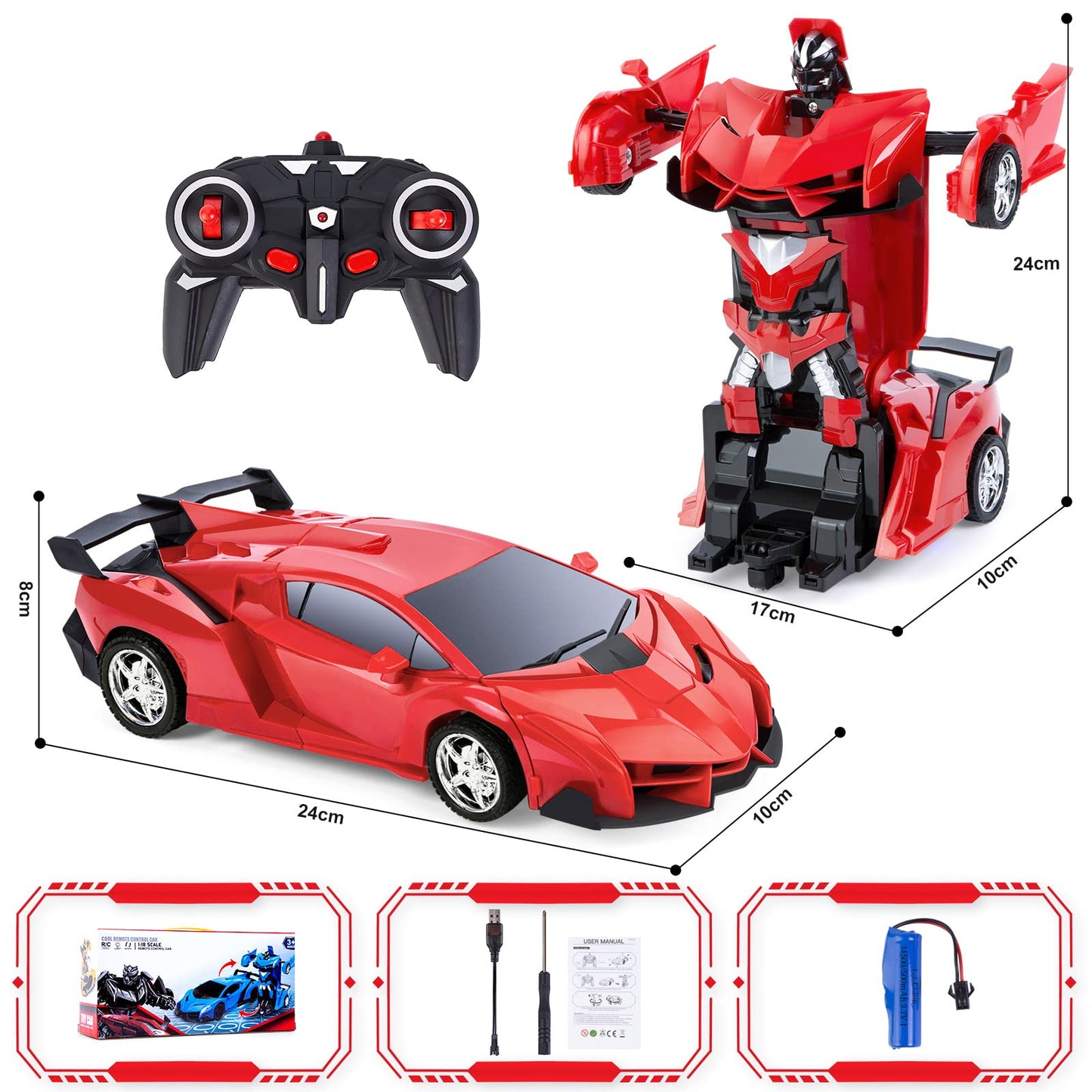 Refasy RC Cars for Boys Age 4-7,Remote Control Transformation Car Robot Toys for Child Electric Deformation Car Vehicle Toys for