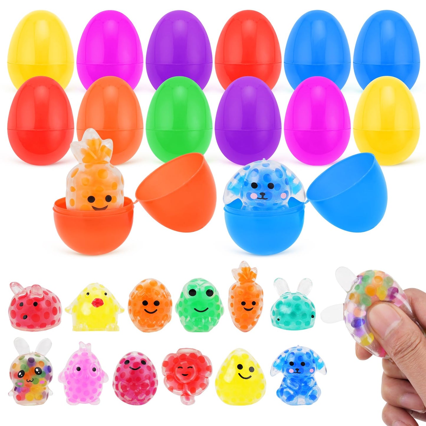 Mljsh 12 Pack Prefilled Easter Eggs With Squeeze Toys Inside, Easter Basket Stuffers Easter Egg Fillers, Classroom Gift Exchange