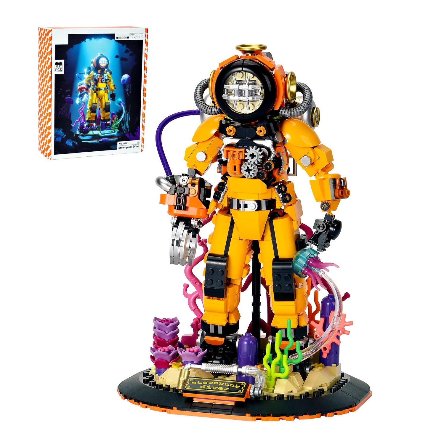 BNG STeam Diver Building Set for mature-themed Home or Office Decor Collection Toy STEM Building Block Gift for Teens Boys and Girls 8-14 (1286pcs)