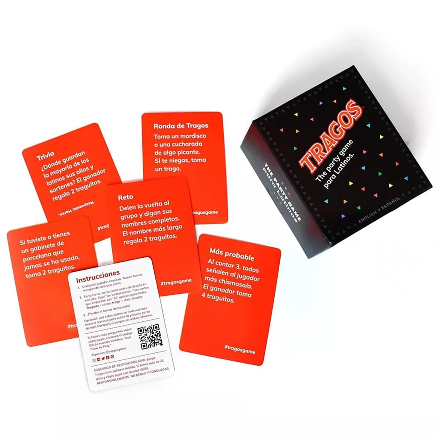 Tragos: Bilingual - English Y Espanol - The Party Game for Latinos  Relatable Hilarious Cultural Spanglish mature-themed Card Game  Fun Prompts & Dares
