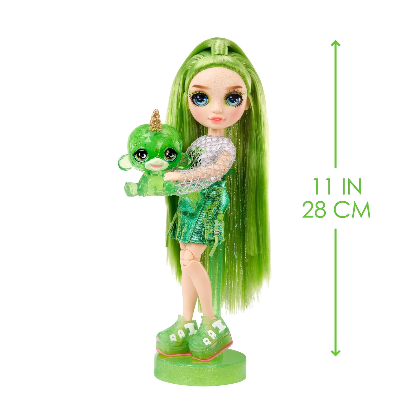 Rainbow High Jade, Green With Slime Kit & Pet, 11' Shimmer Posable Fashion Doll With Diy Sparkle Slime, Magical Yeti Pet. Fun Play Accessories, Great Toy Gift For Girls Kids Ages 4-12 Years