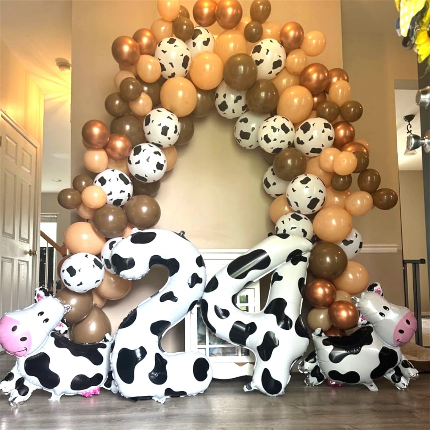 Cow Print Number Balloons For Kids, 40 Inch Foil Helium 0-9 Set Balloons, Self Inflating Big Number 0 Balloon For Boys Girls Bir