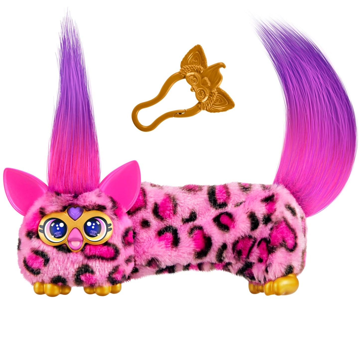 FURBY DJ Furblets Kitt-Ee-Luv Mini Electronic Plush Toy with Funny Stretchable Sound Effects & Music, Speaks Furbish, Pink Cheet