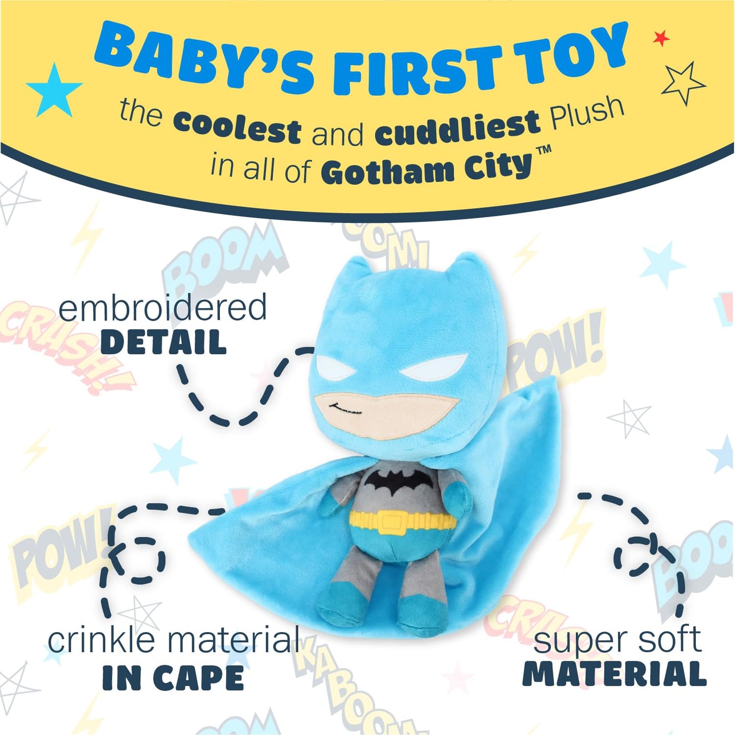 Kids Preferred Dc Comics The Batman Soft Huggable Stuffed Animal Cute Plush Toy For Toddler Boys And Girls, Gift For Kids, Dark Knight 10 Inches
