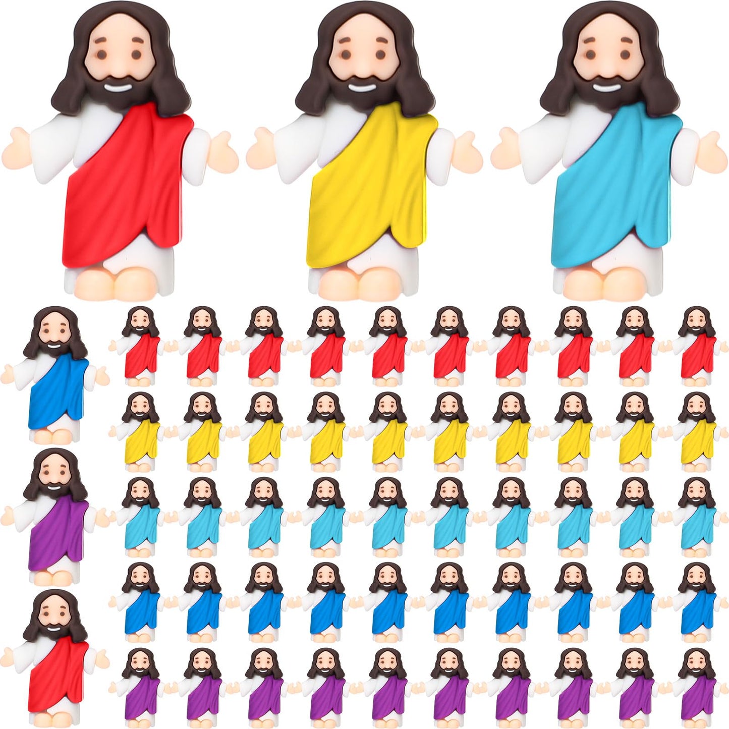 Barydat 50 Pcs Little Jesus Figures Baby Mini Jesus Figurines Bulk to Hide and Seek Tiny Miniature Christ Savior Figurine Toy Re