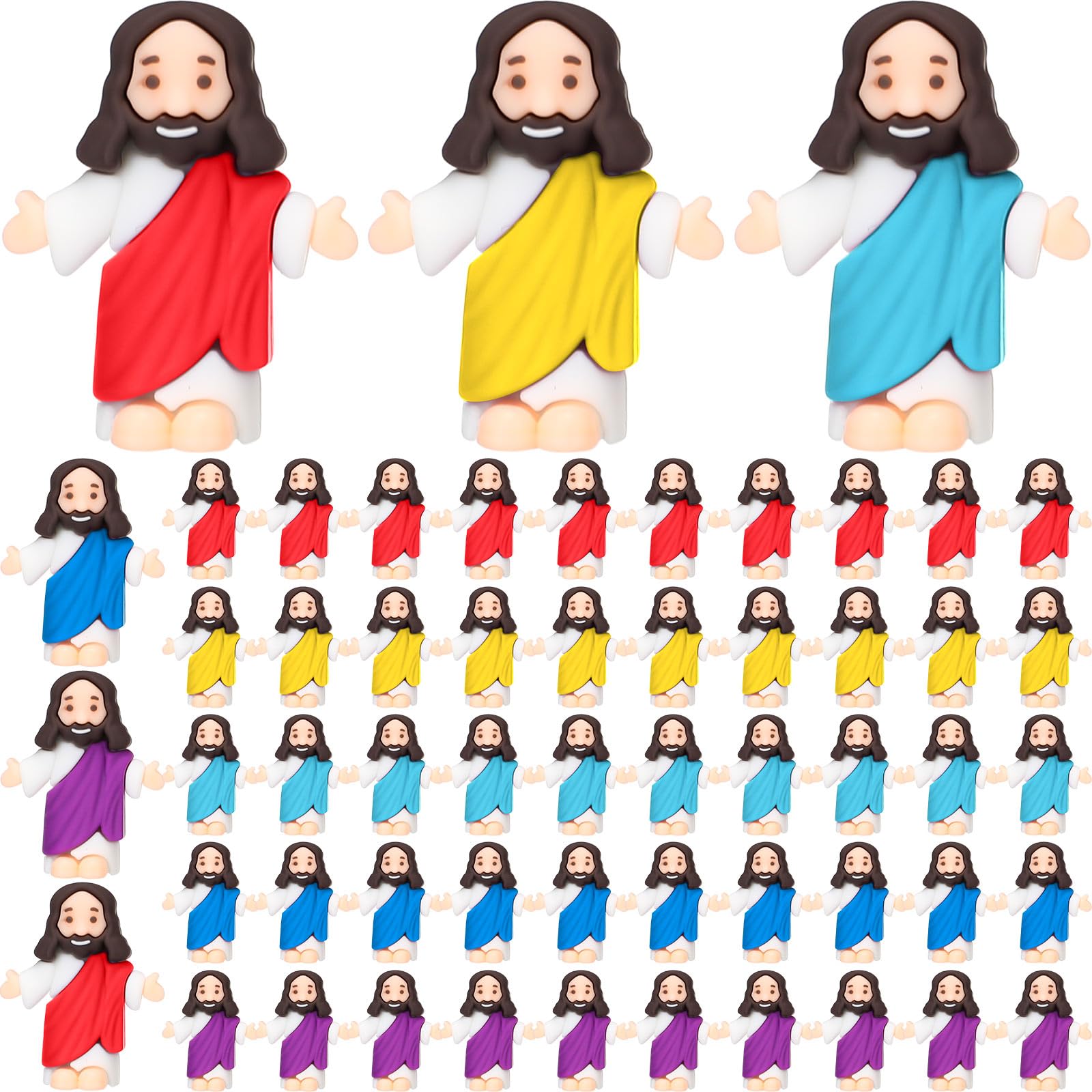Barydat 50 Pcs Little Jesus Figures Baby Mini Jesus Figurines Bulk to Hide and Seek Tiny Miniature Christ Savior Figurine Toy Re