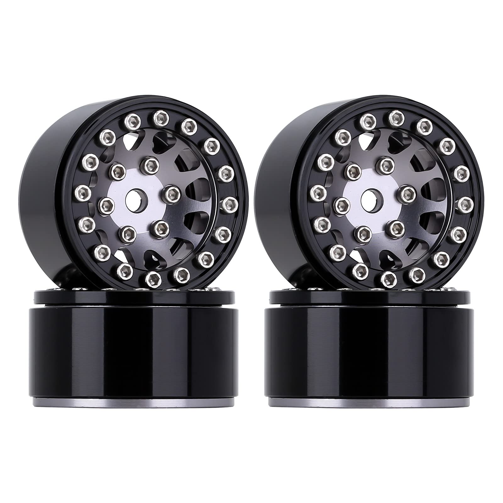 Injora 1.0 Wheel Rims Rc Metal Beadlock Wheels Rims For All 1/24 Scale Axial Scx24 Deadbolt Rc Crawler Car Upgrades Accessories(