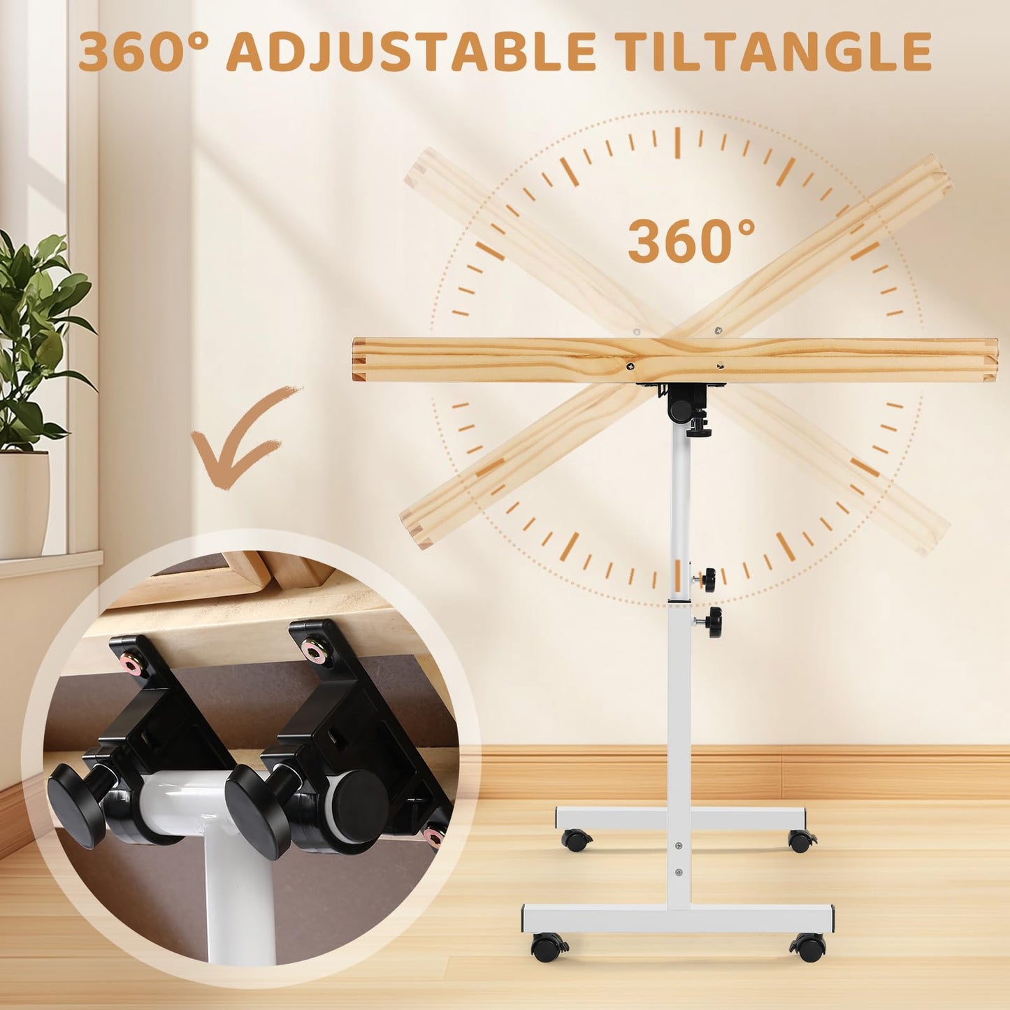 Vasitelan Adjustable Wooden Jigsaw Puzzle Table with Wheels, Puzzle Tables Fits 1500 Piece Puzzles,Wooden Puzzle Board for Adult