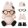 4pcs Dolls Outfit Set  Hat & Overalls for 17 cm Doll Clothes Accessories Suit  Stylish Clothes for Doll  Cute Outfits for Dress up Unique Style with enhanced Fabric  Pink