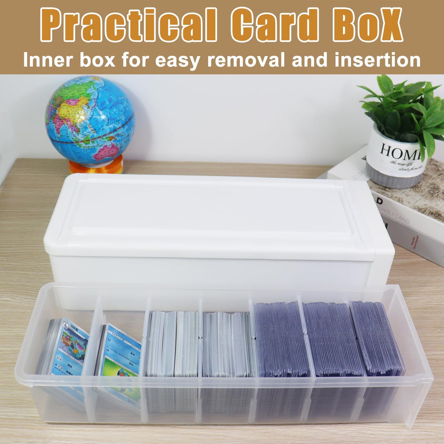 Flythww Toploader Storage Box, Trading Card Storage Box With 6 Dividers, Hard Plastic Box For Top Loaders, Sports Card Storage C