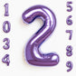 Rainbowq Party 2 Balloon Number 40 Inch For Boy Or Girl Big Purple 0-9 Foil Mylar Large 2 Number Balloon Happy 2Nd Birthday Part