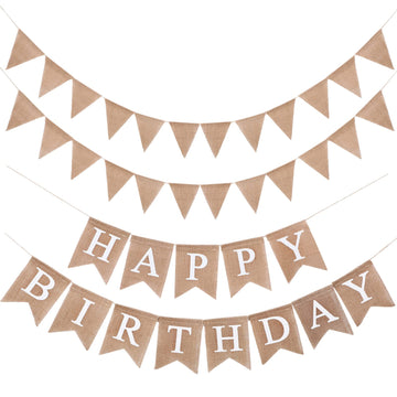 Irenare 4 Pieces Happy Birthday Banner Colorful Birthday Party Decor Rainbow Birthday Felt Garland Banner Rainbow Birthday Party Decorations Supplies(Linen)