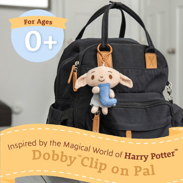 KIDS PREFERRED Harry Potter Dobby Plush Clip On Sensory Toy for Toddlers 1-3, Soft Elf Plush Halloween Baby Learning Toy