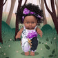 Ecore Fun 2 Pcs 8 Inch Black Baby Doll African Washable Realistic Silicone Baby Dolls with Clothes and Hairband