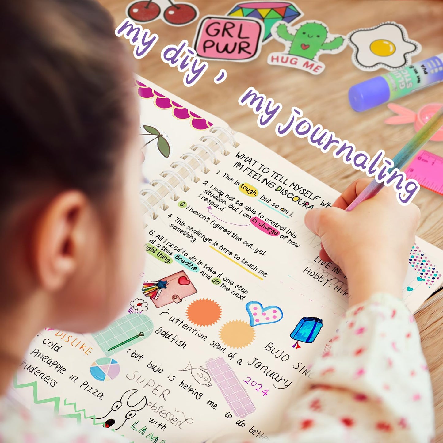 Baloriz Diy Journal Kit For Girls - 150+Pcs Ideal Gifts For Girls Ages 8 9 10 11 12 13 14 Year Old, Diy Journaling Set For Tween