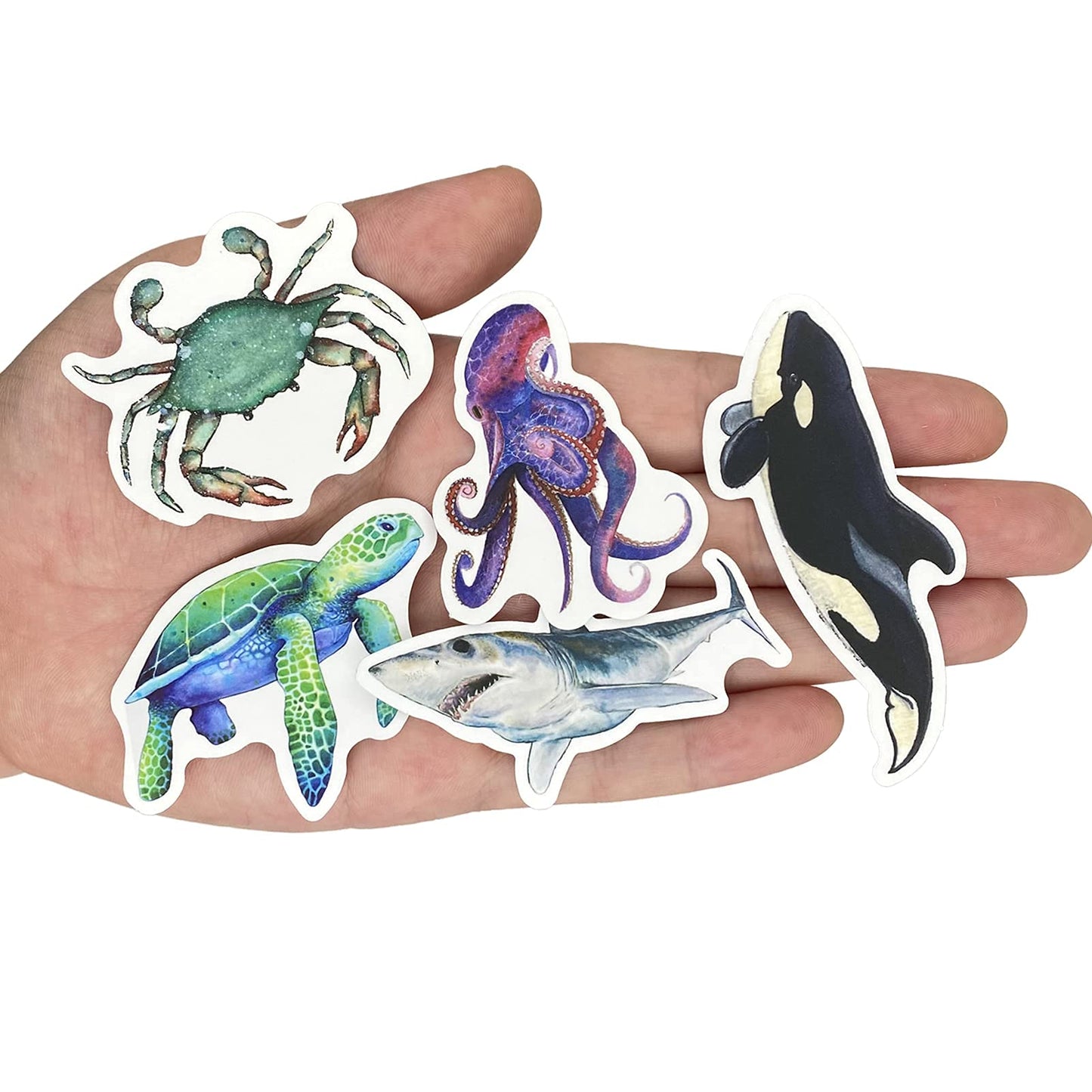 Aowplc 100 Pcs Ocean Animal Stickers, Waterproof Vinyl Sea Life Sticker Pack