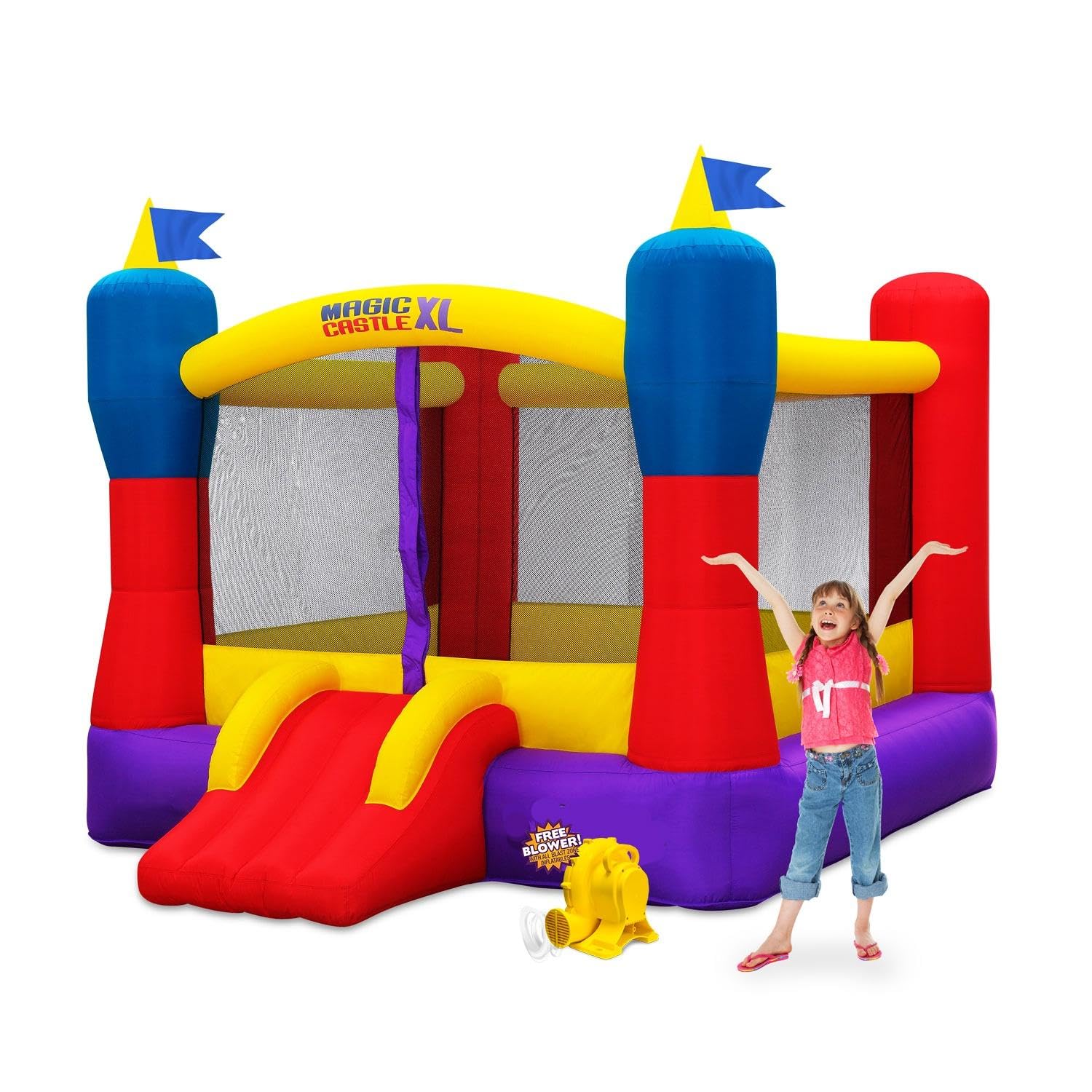 Blast Zone Magic Castle Xl10 - Inflatable Bouncer With Blower - Premium Quality - Large - Holds 5 Kids - Fast Setup